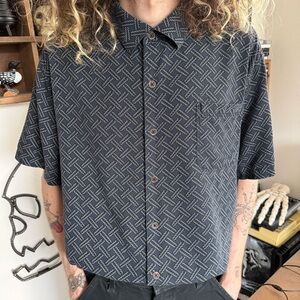 Vintage 90s Nat Nast Silk Cotton Blend Short Sleeve Button Down Shirt ~ Size XL